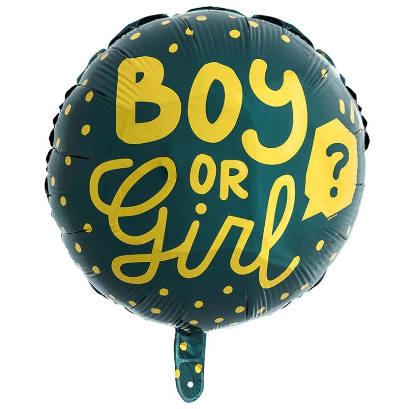 Ballon Boy or Girl Gender Reveal 45 cm bleu/vert