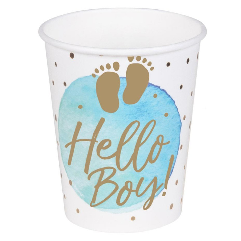 Verre carton baby shower garçon hello boy
