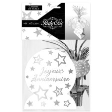 Centre de table anniversaire blanc et argent