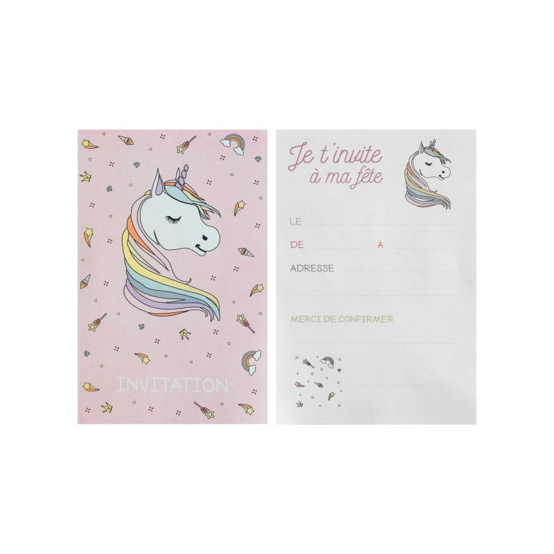Cartes Invitations Anniversaires Licorne X6 Tralala Fetes Fr