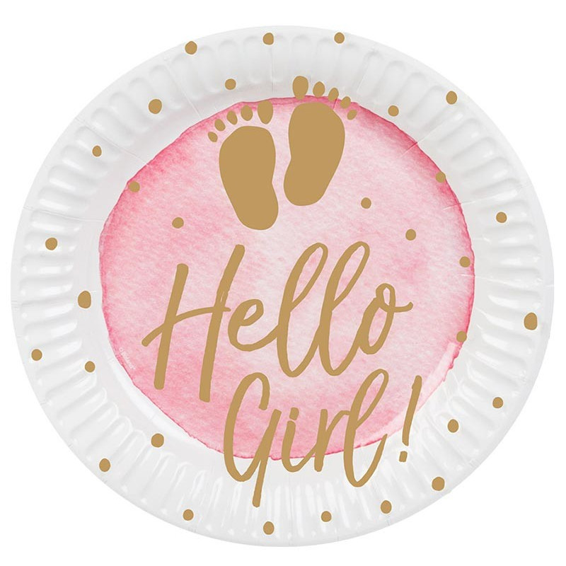 Assiettes baby shower fille biodégradables