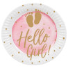 Assiettes baby shower fille biodégradables