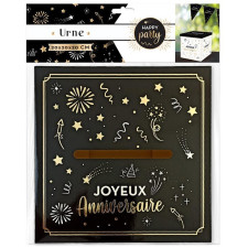 Urne anniversaire noir et or