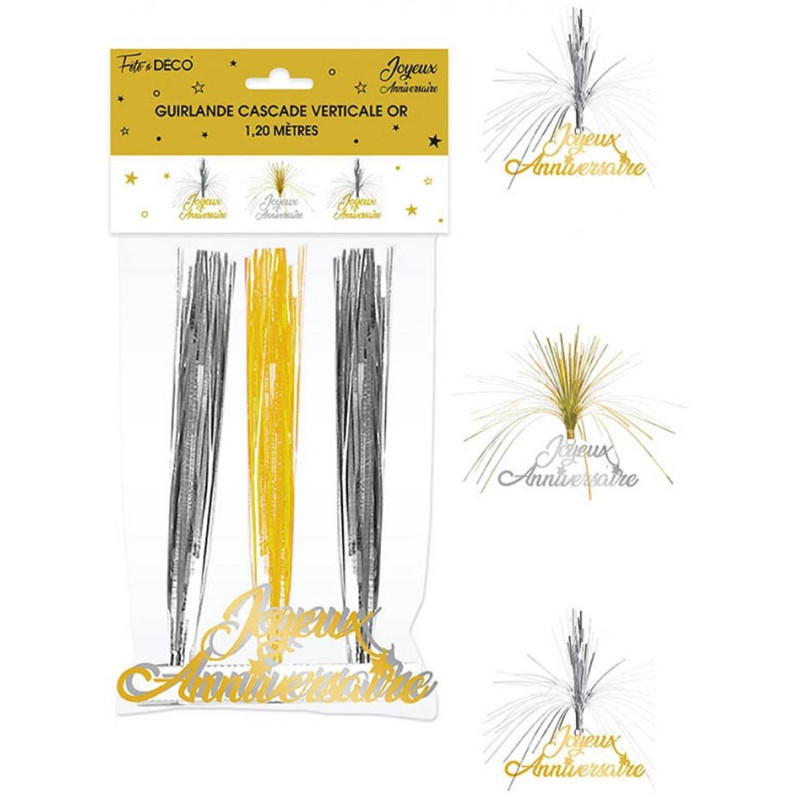 Guirlande joyeux anniversaire dorée à suspendre Guirlande joyeux anniversaire dorée à suspendre