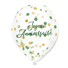 Ballon confettis tropical joyeux anniversaire