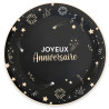 Assiettes joyeux anniversaire en carton noir et or Assiettes joyeux anniversaire en carton noir et or