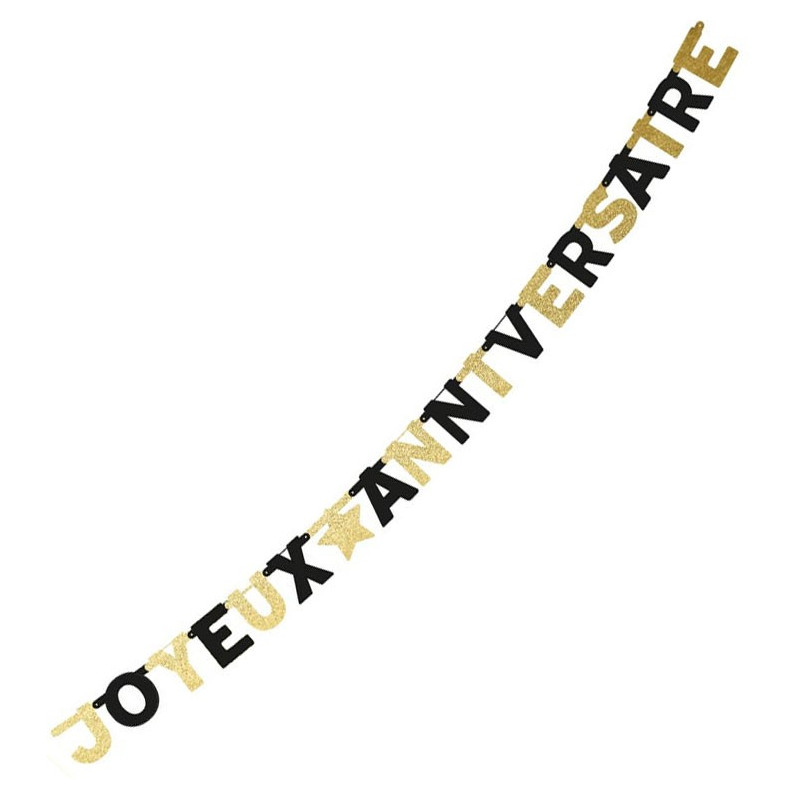 Banderole joyeux anniversaire noire et or Banderole joyeux anniversaire noire et or