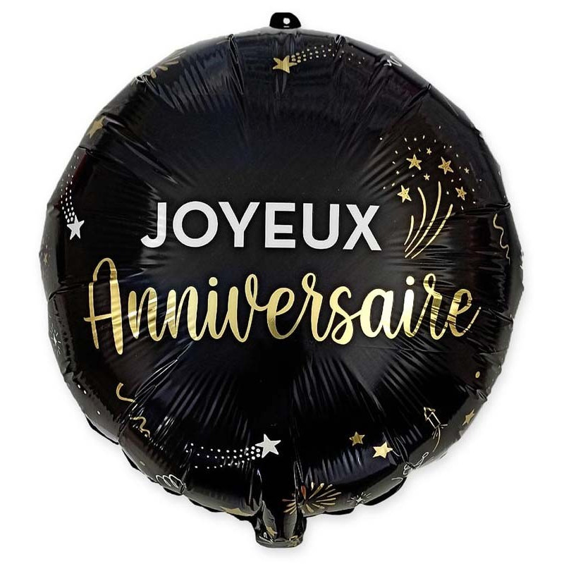 Ballon aluminium joyeux anniversaire doré et noir 35 cm : Deguise-toi,  achat de Decoration / Animation