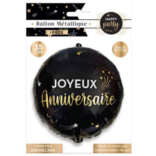 Ballon joyeux anniversaire noir et or Ballon joyeux anniversaire noir et or