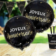 Ballon anniversaire noir et or Ballon anniversaire noir et or