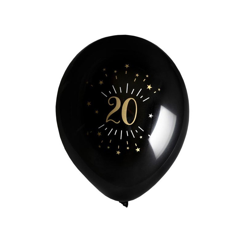 Ballon 20 ans anniversaire noir et or