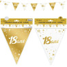 Guirlande fanion pour anniversaire 18 ans or et blanche Guirlande fanion pour anniversaire 18 ans or et blanche