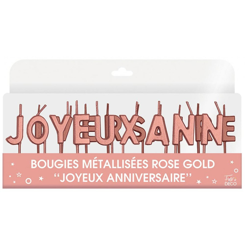 Bougie joyeux anniversaire rose gold