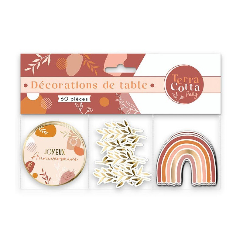 Confettis de table d'anniversaire arc-en-ciel terracotta Confettis de table d'anniversaire arc-en-ciel terracotta