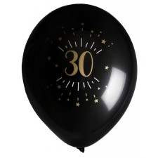 Ballons anniversaire 30 ans noirs et dorés