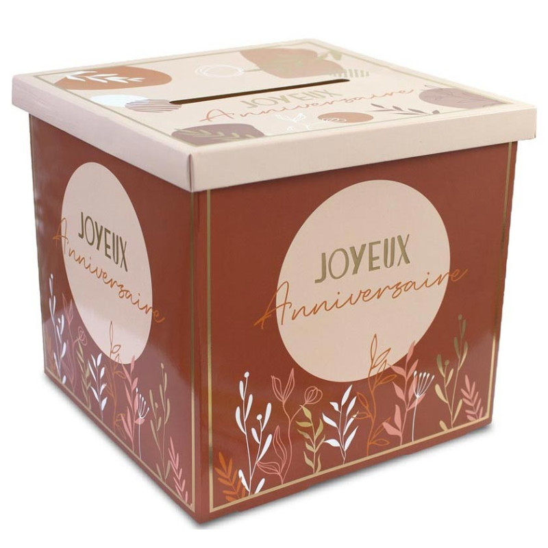 Tirelire joyeux anniversaire terracotta et doré Tirelire joyeux anniversaire terracotta et doré