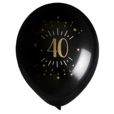 Ballon d'anniversaire 40 ans noir et or