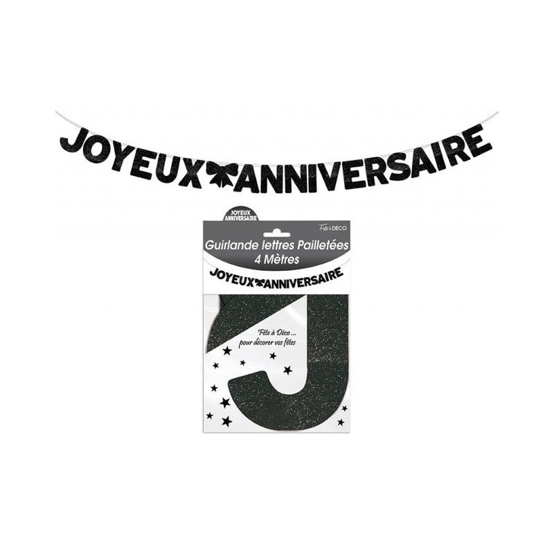 Guirlande anniversaire noire chic Guirlande anniversaire noire chic