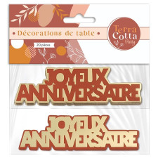 Confettis de table terracotta joyeux anniversaire géants