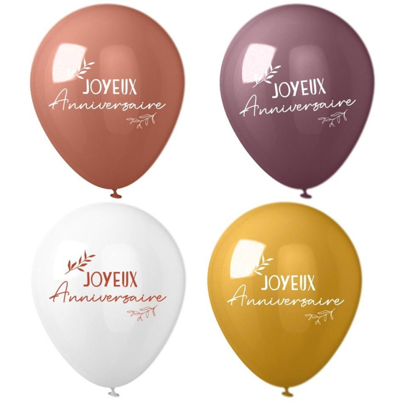 Ballon joyeux anniversaire thème terracotta