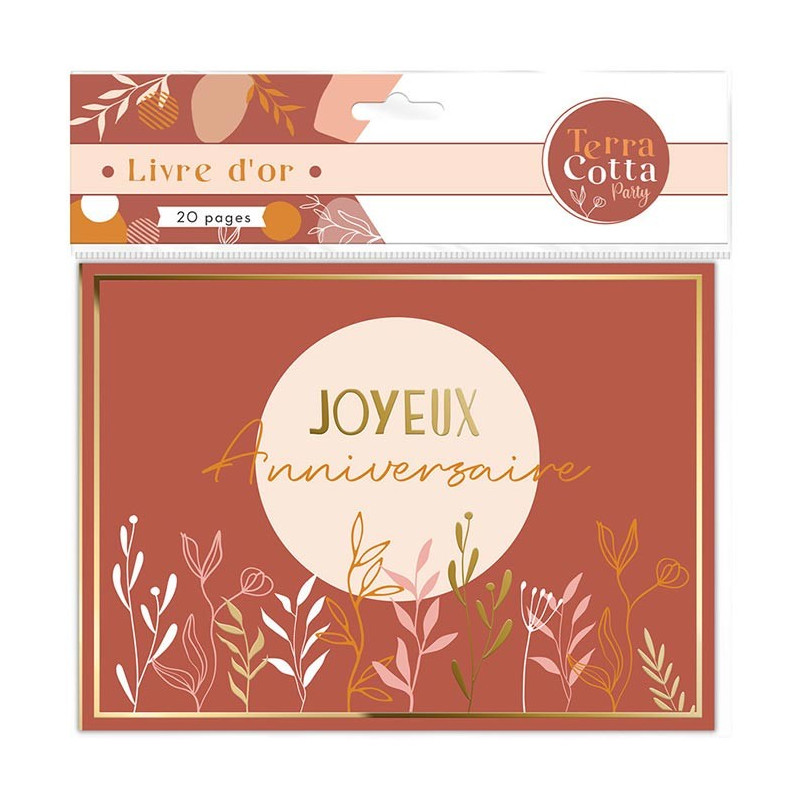 Livre d'or joyeux anniversaire terracotta Livre d'or joyeux anniversaire terracotta