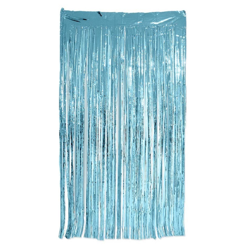 Rideau à franges bleu pastel métallisé