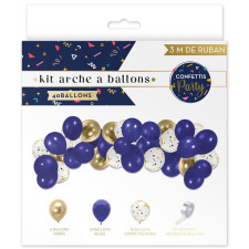 Arche de ballon bleu et or