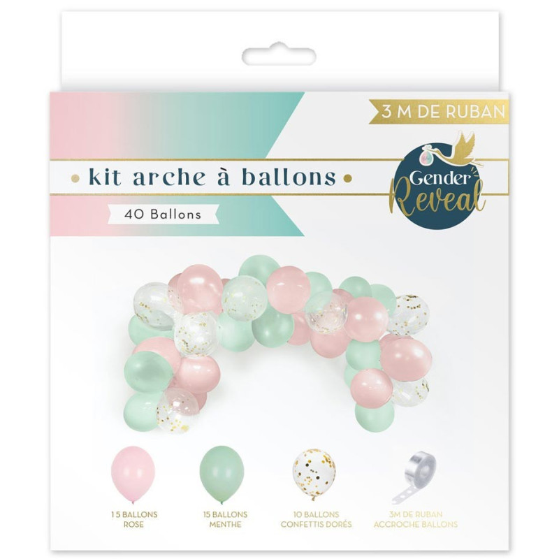 Kit Arche de Ballons Gender Reveal avec ruban