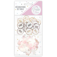 Confettis de table pour anniversaire fille roses et blancs