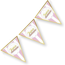 Guirlande joyeux anniversaire rose et blanche fille Guirlande joyeux anniversaire rose et blanche fille