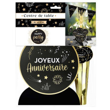 Centre de table anniversaire chic noir et or