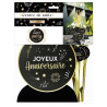 Centre de table anniversaire chic noir et or