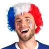 Perruque de supporter France bleu blanc rouge frisée pas cher