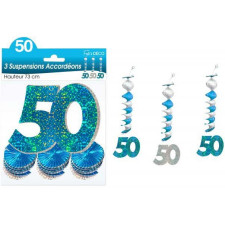 Guirlande à suspendre pour anniversaire 50 ans bleu et argent