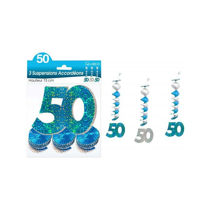 Guirlande à suspendre pour anniversaire 50 ans bleu et argent