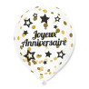 Ballon anniversaire confettis noir et or