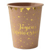 Verre anniversaire nature et champêtre couleur kraft et or