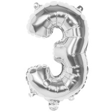 Ballon helium XXL 80 cm chiffre 3 argent gris numero anniversaire