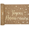 Chemin de table nature joyeux anniversaire kraft et or