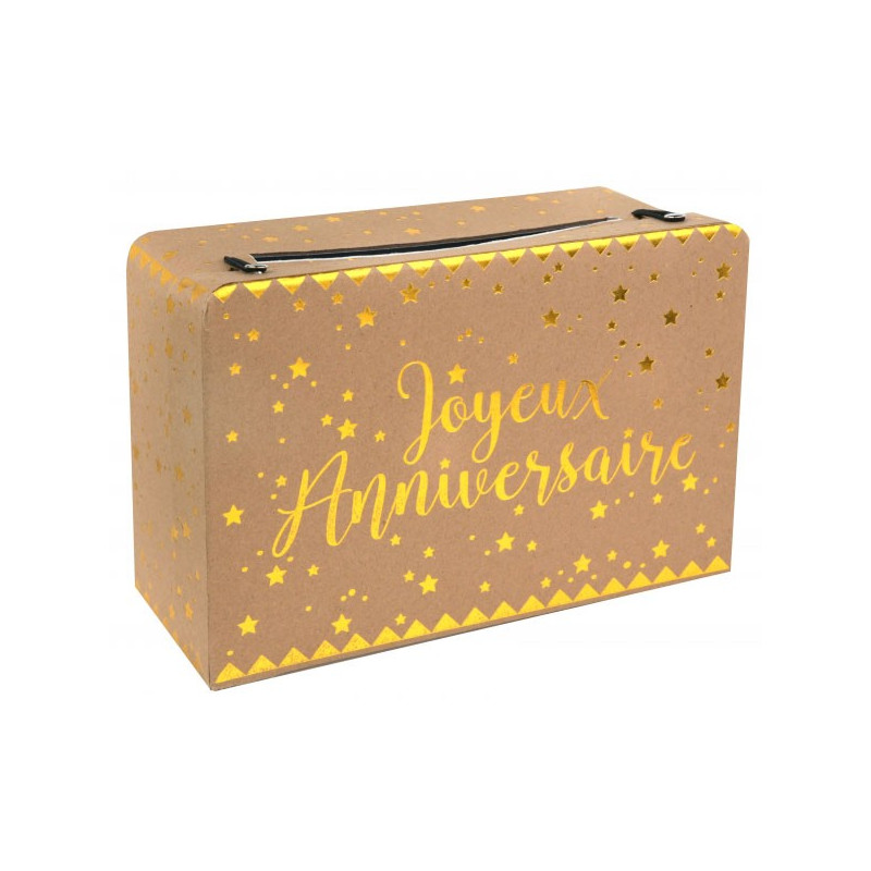 Urne joyeux anniversaire en carton kraft et or Urne joyeux anniversaire en carton kraft et or