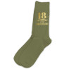 Chaussettes 18 ans kaki et or anniversaire homme
