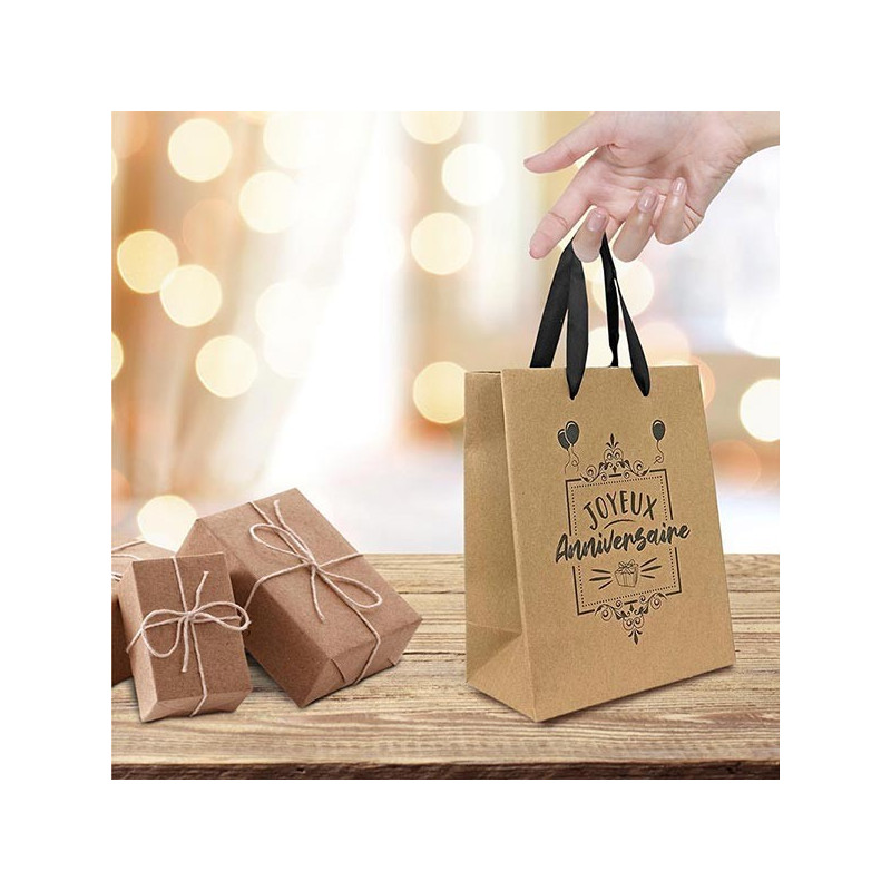 Sac Cadeau Anniversaire Kraft 23x18 cm