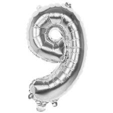 Ballons forme chiffre 9 argent