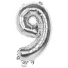 Ballons forme chiffre 9 argent