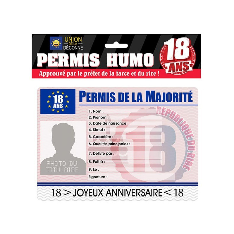 Permis 18 ans pour anniversaire garçon