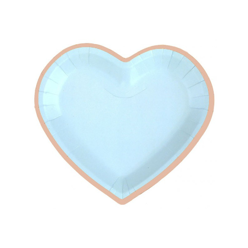 Assiette en forme de cœur bleu pastel et rose gold Assiette en forme de cœur bleu pastel et rose gold