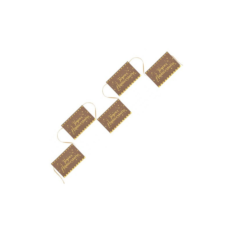 Guirlande joyeux anniversaire kraft et or