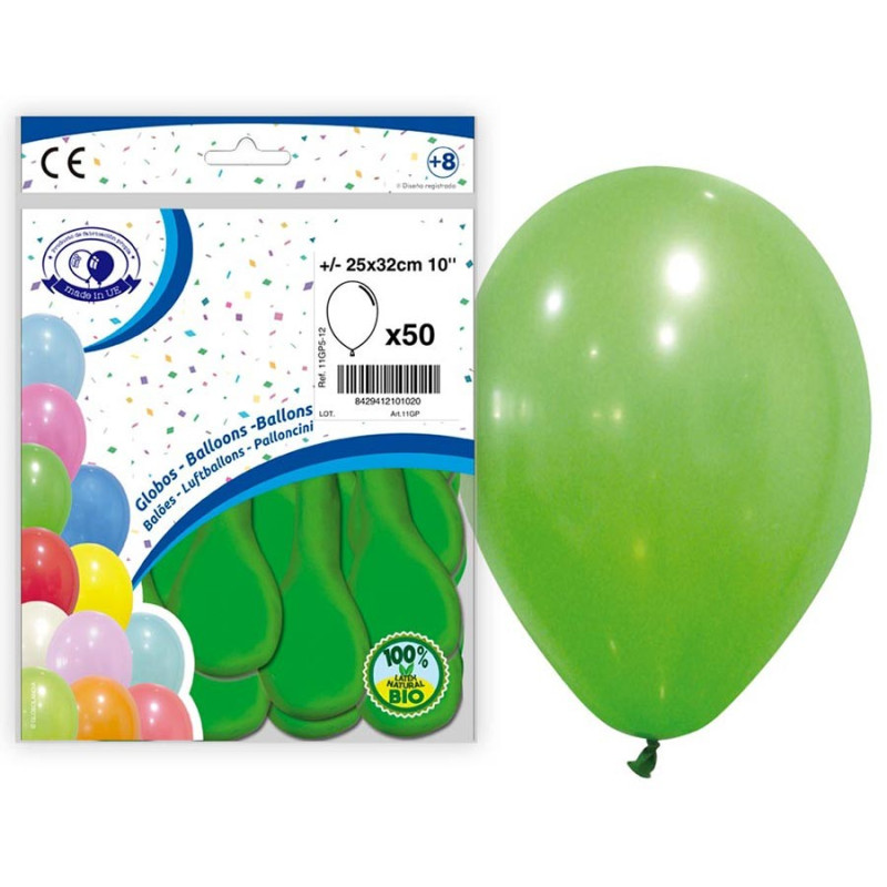 Ballon Confettis Vert d'eau de 30 cm x6