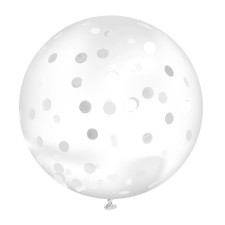 Ballon géant avec confettis blancs