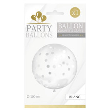 Ballon avec confettis blancs grande taille